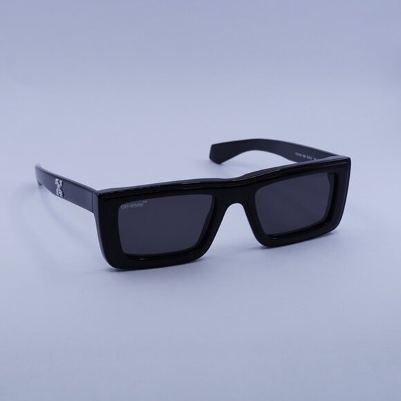 Off-White OERI043 JACOB 1007 Sunglasses Black Rectangle Frame, Grey Lenses - Picture 1 of 11